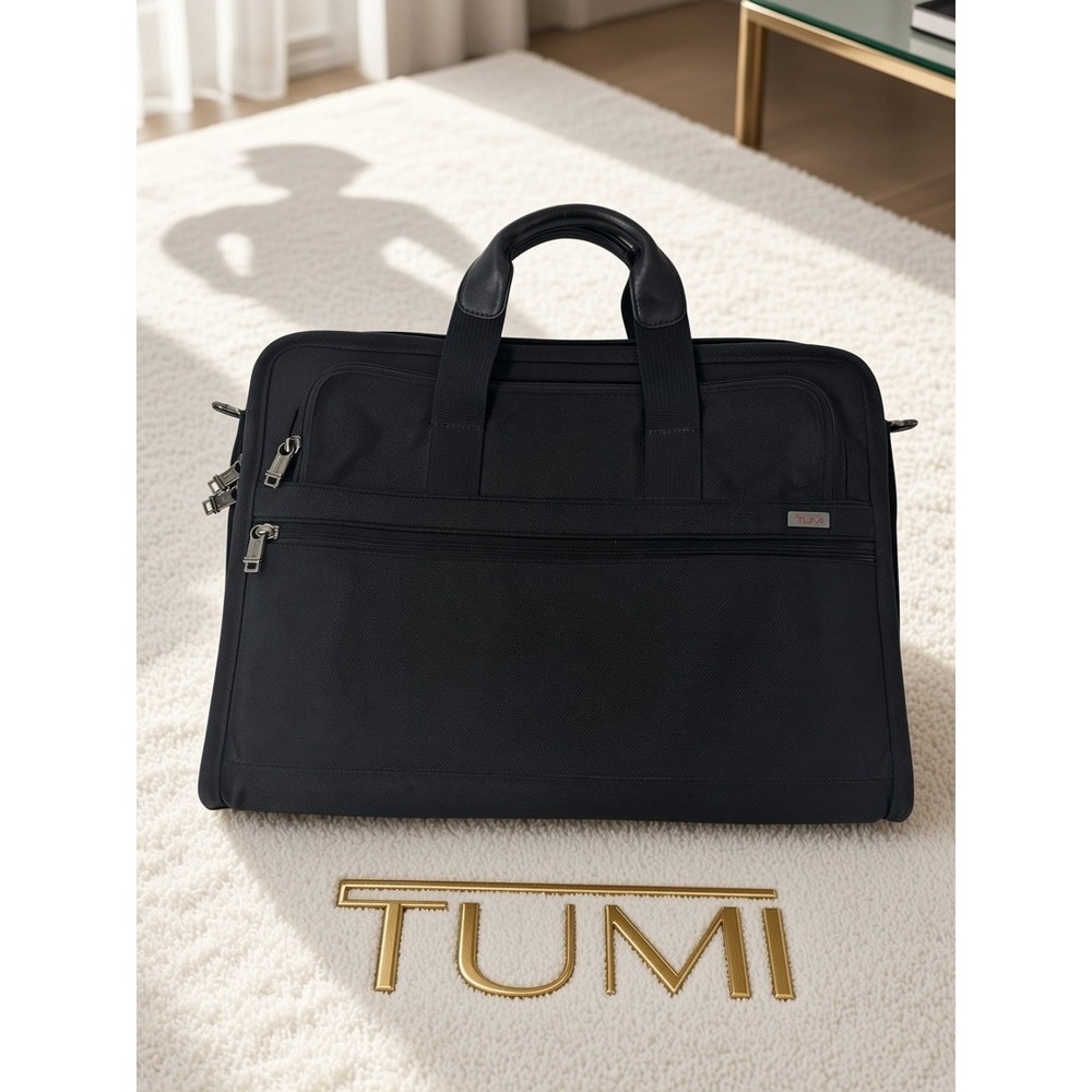 Tumi Alpha Black Ballistic Nylon Slim Briefcase Laptop Bag Padded Sleeve
